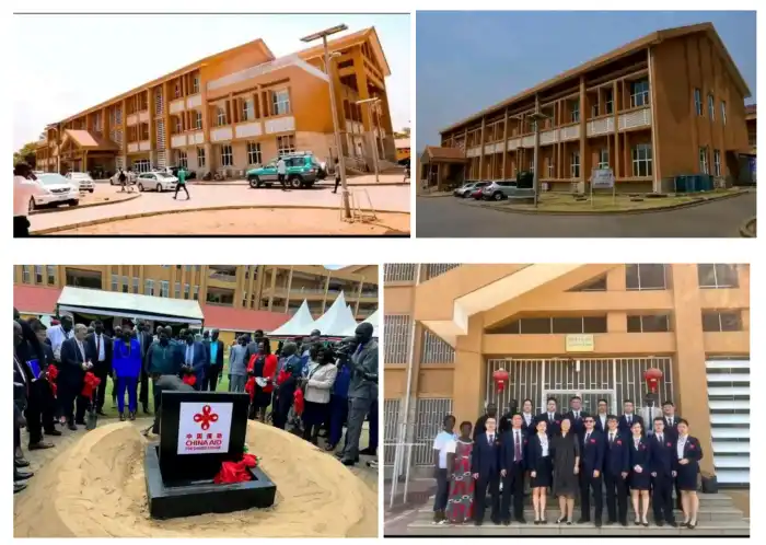 Ambassador Ma Qiang laying a foundation stone at Juba Teaching Hospital. Credit Official Facebook of JTH