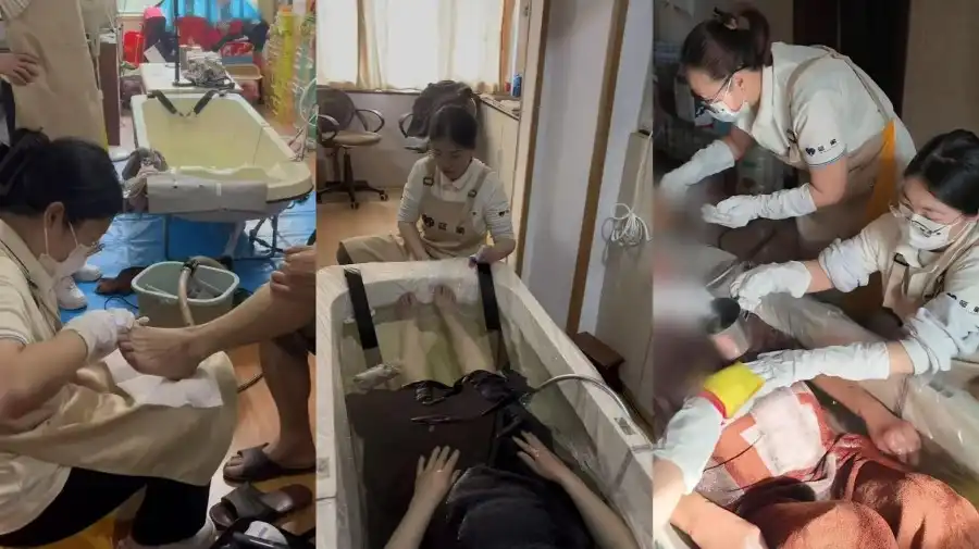 Chen Yao is a 24-year-old home-bathing specialist in Shanghai. [Photo: CGTN]