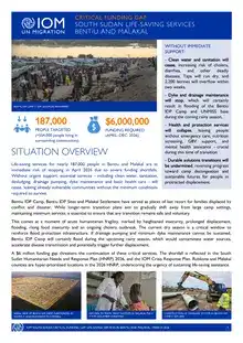 Critical funding gap South Sudan life saving services Bentiu and Malakal