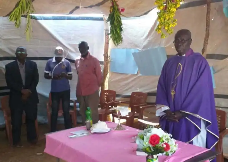 Father Youhanna Al Amin is seen celebrating Mass in Sudan in an undated photograph