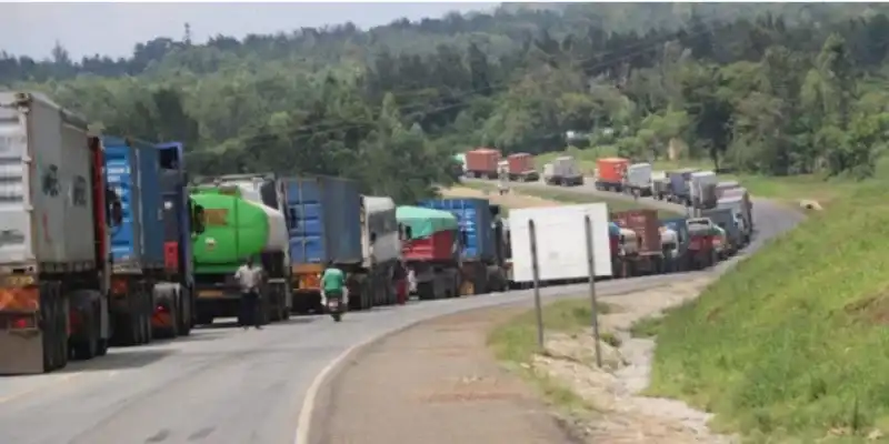 Trucks along the Northern Corridor (FILE)