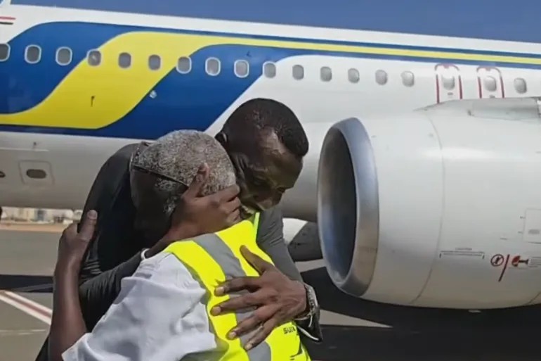 Khartoum International Airport received its first regularly scheduled flight in more than two years [Screengrab/Al Jazeera]