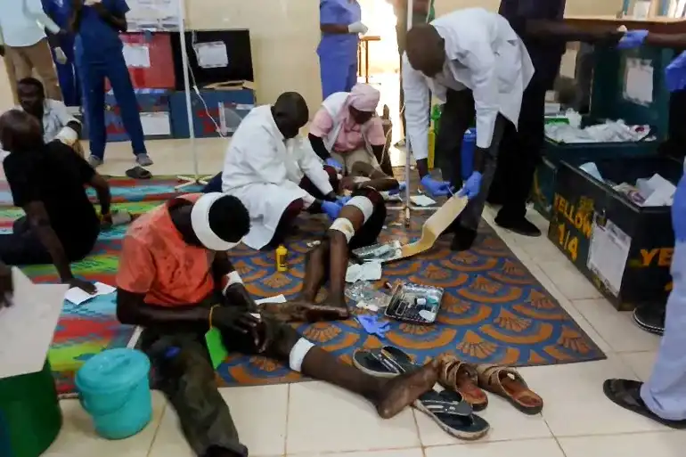 Medical workers treat injured people at a hospital after a drone strike on a market in the disputed Abyei region along the border between South Sudan and Sudan October 19 2026 Handout MSF via Reuters