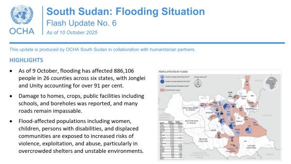 South Sudan: Flooding Situation Flash Update No. 6 (As of 10 October 2025)