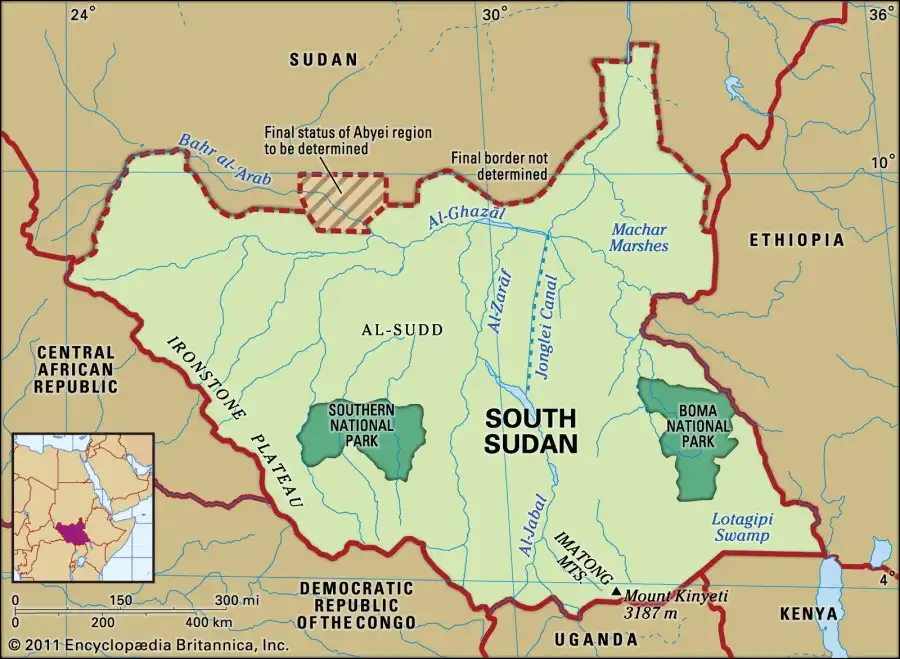 South Sudan Map (Source: Encyclopædia Britannica)