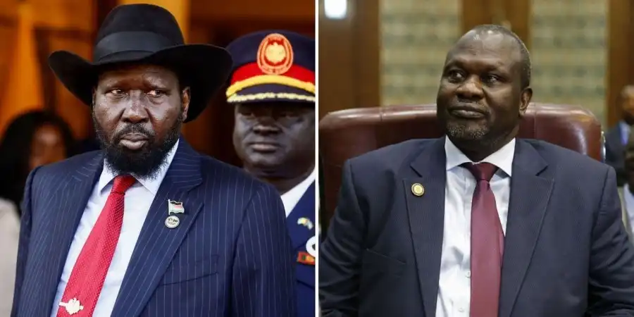 South Sudan President Salva Kiir left and his First Vice President Riek Machar (File Image)