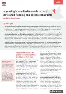 South Sudan Increasing humanitarian needs in Unity State amid flooding and access constraints May 2026