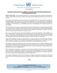 Statement by the Humanitarian Coordinator for South Sudan Mr. Ramanathan Balakrishnan for World Humanitarian Day 2026