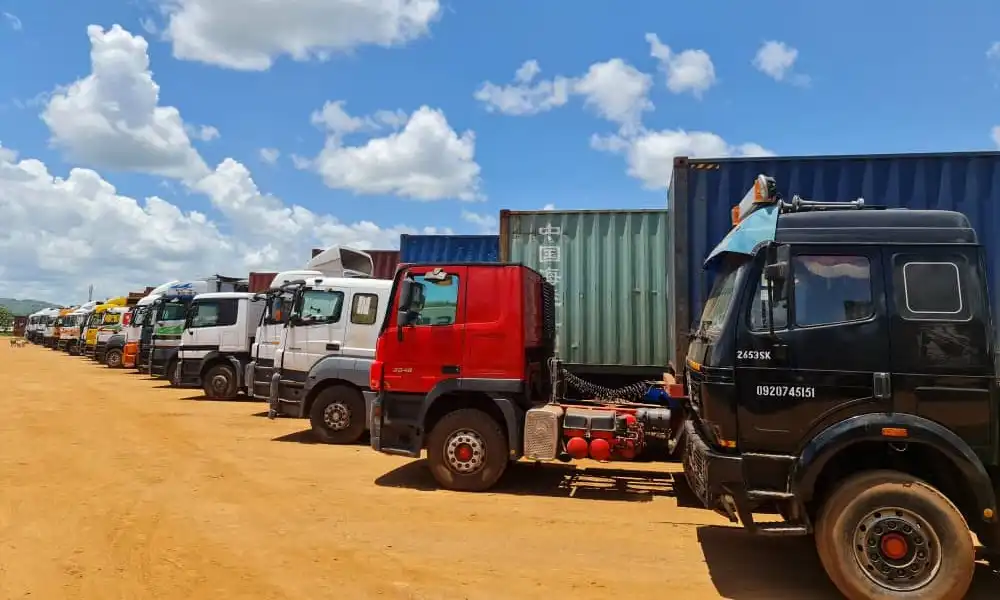 Trucks await clearance at a border along the Northern Corridor (FILE)