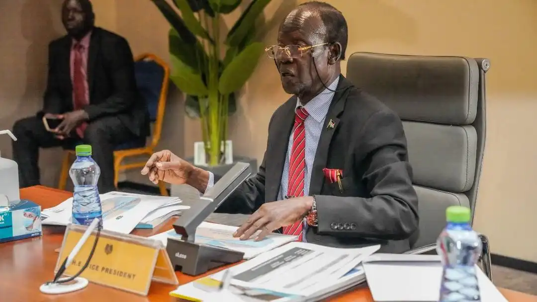 Vice President James Wani Igga chaired the meeting of South Sudan’s Economic Cluster in Juba as officials approve the proposed SSP 11.335 trillion budget for the 2026/2027 fiscal year (Photo Credit: Pan African Visions)