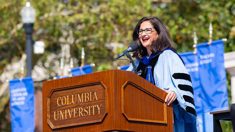 Photo of President Minouche Shafik by Diane Bondareff/Columbia University