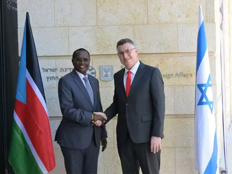 FM Sa’ar with FM Morgan in Jerusalem (Photo Credit: GPO/Shlomi Amsalem)