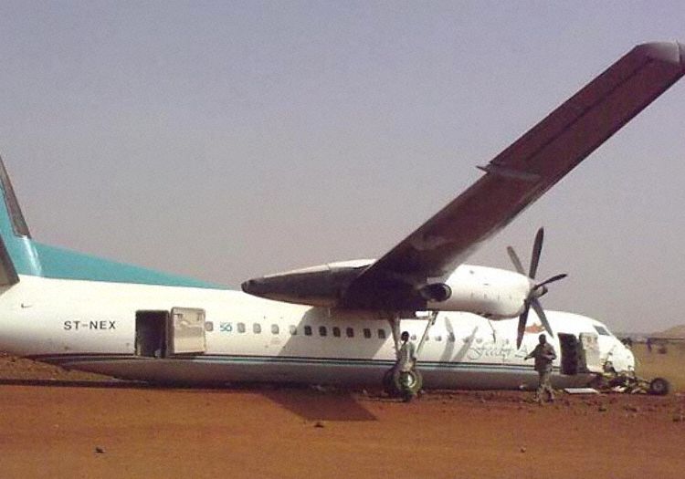 Feeder Airlines Fokker 50 (ST-NEX) off the runway