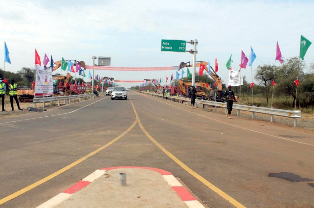 This photo taken on Dec. 12, 2022, shows the newly completed 63 km Juba-Terekeka section, which is part of the 392 km Juba-Rumbek highway under construction by China's Shandong Hi-Speed Co. Ltd. (SDHS), in South Sudan (Photo by Denis Elamu/Xinhua)